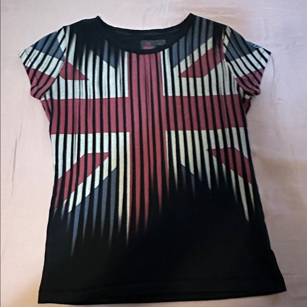Zumba Fitness Black with UK 🇬🇧 Flag Tee Medium